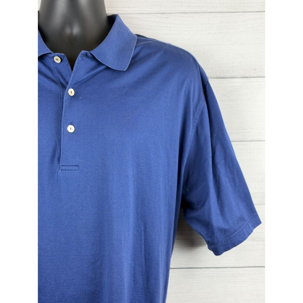 Peter Millar Polo Shirt L Blue Cotton Short Sleeve Classic